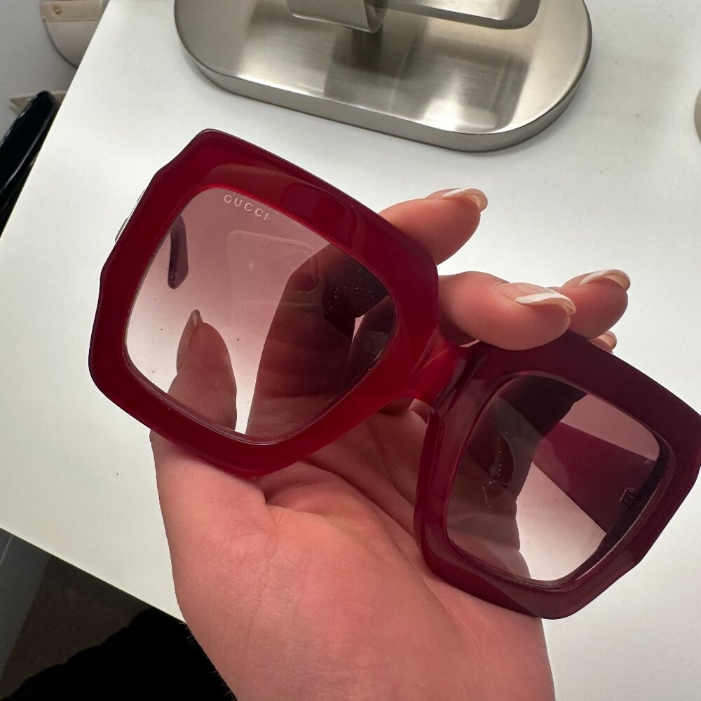 Womens Authentic Red Gucci Sunglasses